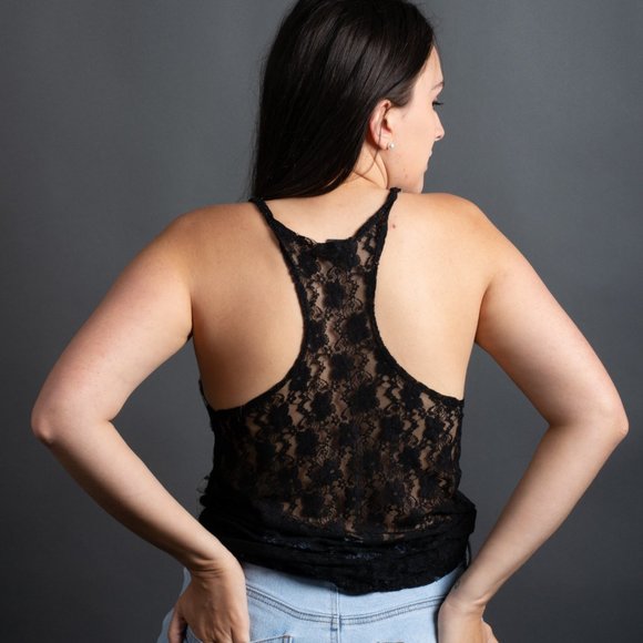 Cheetah Racer Back Tank with Lace - Picture 8 of 10